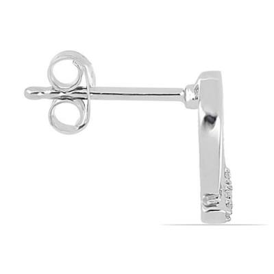 BUY 925 SILVER NATURAL WHITE DIAMOND DOUBLE CUT GEMSTONE HEART EARRINGS